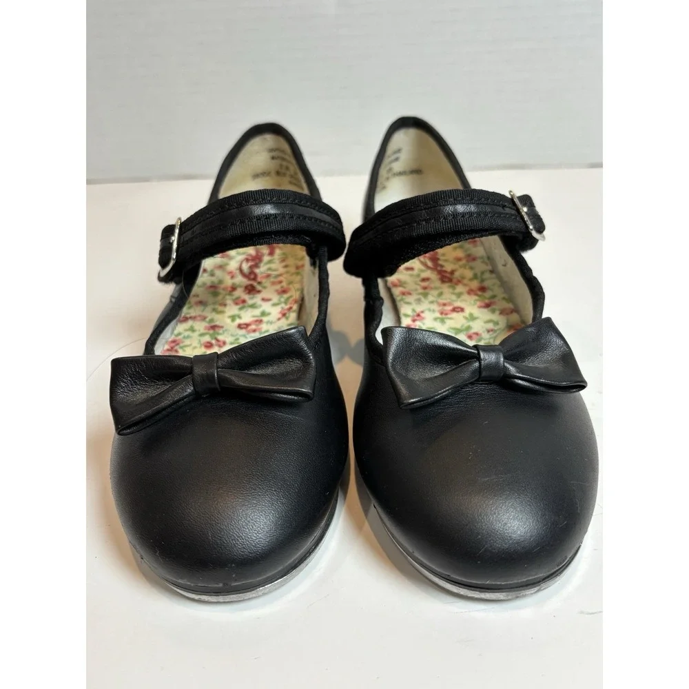 Capezio Girls Mary Jane Tap Shoes Size 2M Black Leather or Patent PVC Dance Shoe